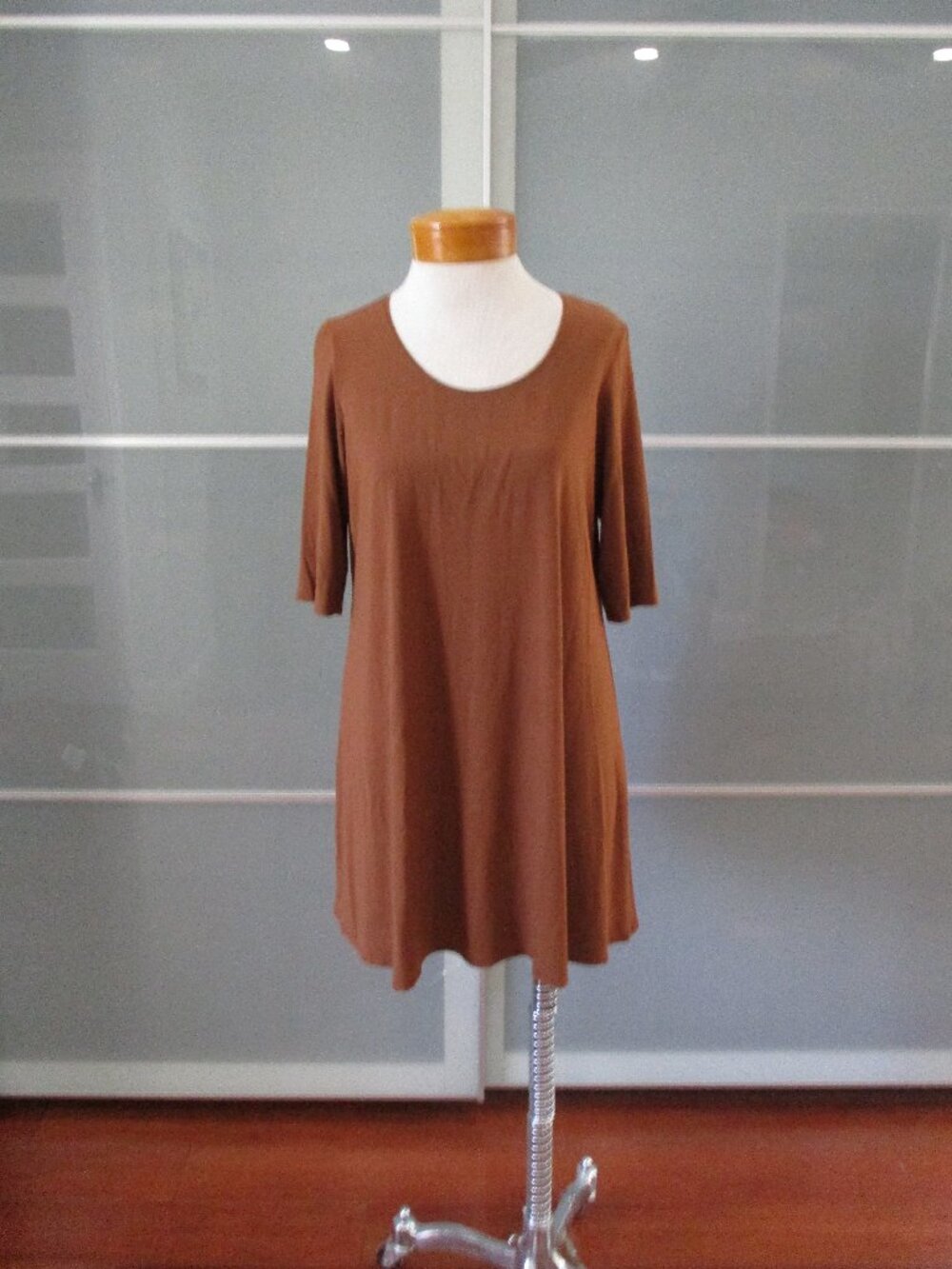 Eileen Fisher 1/4 Sleeve Minimalist Brown Legging Tunic